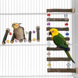 Pássaro de madeira Swing Ladder Toy Roedor Stand Holder Corda de Escalada de Papagaio Escada de Rato para Calopsitas Conures Pet Supplies - Image 2