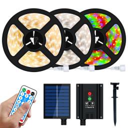 Painel solar alimentado luzes de tira led ao ar livre impermeável colorido smd2835 fita led para diy cerca telhado decoração do jardim - Image 2