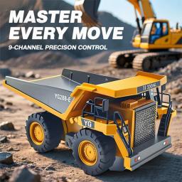 Crianças carro de controle remoto brinquedos fora da estrada escavadeira caminhão basculante bulldozer veículos elétricos rc presente para meninos meninas sala de jogos ao ar livre - Image 5