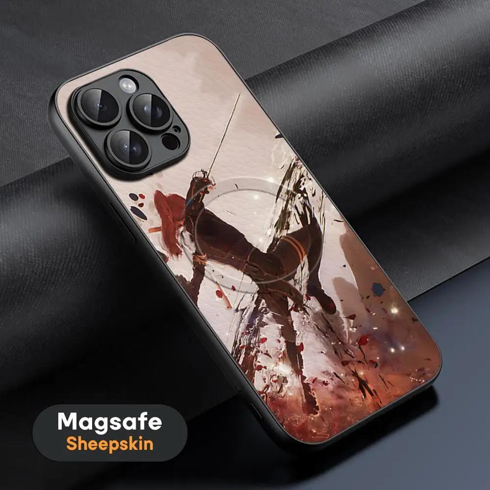 Clair obscur expedição 33 jogo quente caso de telefone para iphone 16 15 14 13 12 11 plus pro max high-end luxo magsafe pele de carneiro - Image 1