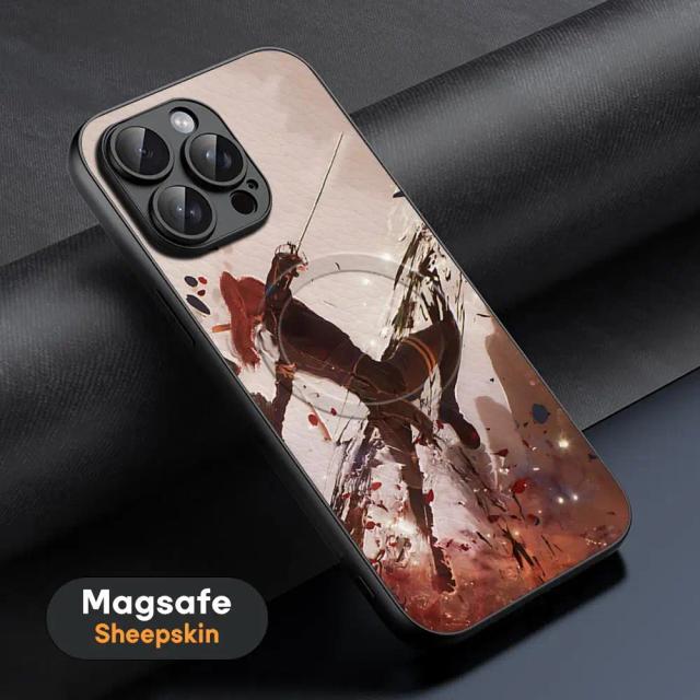 Clair Obscur Expedição 33 Capa Luxo Pele de Carneiro MagSafe para iPhone 11-16