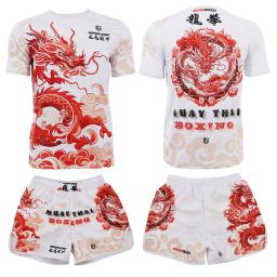 Jujutsu-Muay Thai Fighting Club Sportswear Set para crianças e adultos, shorts de treinamento de manga curta, MMA Fitness Boxing Dragon Year - Image 1