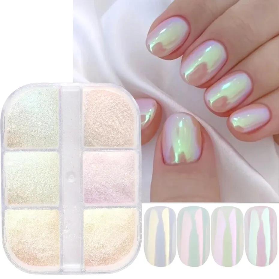 Luar-Pregos Espelho Em Pó, Efeito Cromado Metálico, Pigmentos, Gel Polonês, Poeira Laser, Glitter Aurora, Pérola Brilhante, Manicure Decor - Image 1