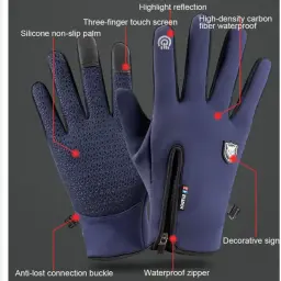 Xiaomi-Luvas térmicas de inverno para homens e mulheres, impermeáveis, à prova de vento, ao ar livre, esportes, quente, ciclismo, dedo inteiro, tela sensível ao toque - Image 2