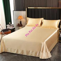 Lençol de cama liso acetinado, lençóis simples Queen King, 2 fronhas, 1,8 m, 2,0 m, S, Luxo, Novo - Image 2