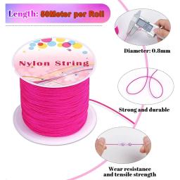 Nylon Beading Cordas Macramé Thread, Chinês Knot Cord, Pulseira Trançada, DIY Craft, Fazer Jóias, 50m por Rolo, 0,8 milímetros - Image 3