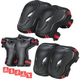 Joelheiras e cotoveleiras para adultos, protetores de pulso, conjunto de equipamentos de proteção, proteção de segurança, skate, ciclismo, equitação, 6 peças - Image 1