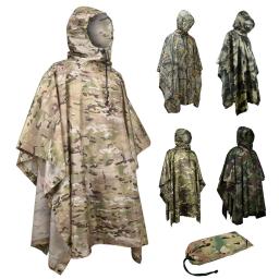 Camuflagem tático capa de chuva para homem portátil dobrável adulto exército impermeável coberto poncho militar feminino motocicleta casaco de chuva - Image 1