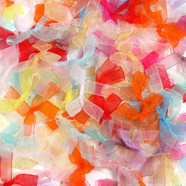 Arcos de Fita de Organza Coloridos - 50 Peças 5x4cm para DIY, Costura e Decoração de Festas e Presentes