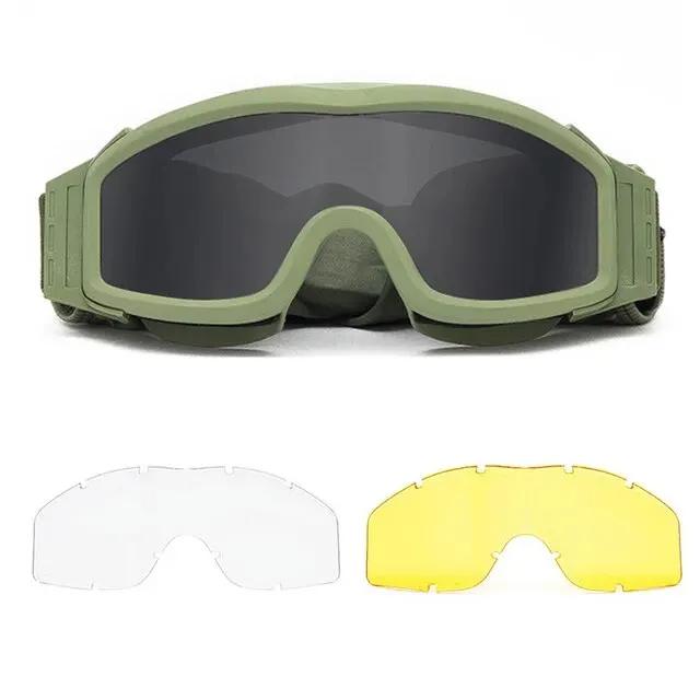 Airsoft-Óculos táticos com proteção UV, vento à prova de poeira, 3 lentes, motocross, motocicleta, montanhismo, óculos de tiro, seguro - Image 1