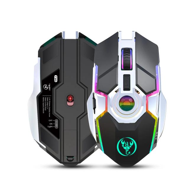 Mouse Gamer Sem Fio RGB com 7 Teclas, 2400 DPI e Bateria de 600mA - Novo 2022