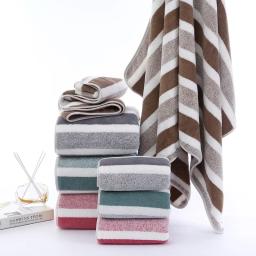 Listrado Padrão Toalha De Banho Set, Toalha De Mão Macia, Secagem Rápida, Toalhas Absorventes Para Banheiro - Image 5