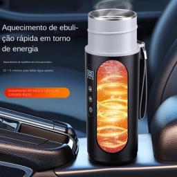 Copo de aquecimento portátil para carro, 12v 24v, 500ml, tela sensível ao toque de aço inoxidável, display digital, garrafa aquecedora de água, copo térmico, chaleira de carro - Image 2