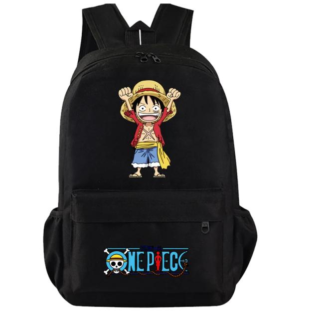 Mochila Grande Capacidade One Piece Monkey D Luffy - Conjunto de 3 Peças para Estudantes e Adolescentes, Ideal para a Volta às Aulas