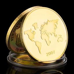 Lembrança das Sete Maravilhas do Mundo, Moeda Banhada a Ouro, Presente Colecionável, Grandes Edifícios, Moeda Comemorativa - Image 3