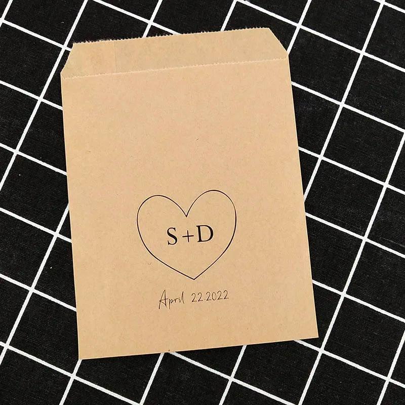Sacos De Papel Kraft Personalizados Para Festa De Casamento, Saco De Papel De Doces Personalizado, Sacos De Presente Para Casamentos, Nome Do Projeto, NPZD20230904002 - Image 1