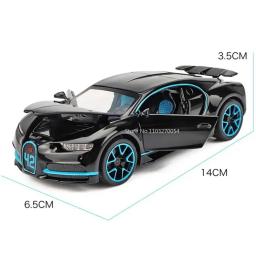 Bugatti Chiron Alloy Sport Car Toy, Metal fundido, veículos em miniatura com luz sonora, puxar brinquedos colecionáveis, 1:32 - Image 6