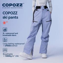 Copozz inverno 3l calças de esqui dos homens calças soltas ao ar livre snowboard à prova de vento à prova dwindproof água calças de neve manter quente roupas de esqui das mulheres - Image 1