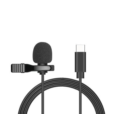 Microfone Lavalier Condensador Profissional 3.5mm Mini USB Tipo C para Telefone e Computador