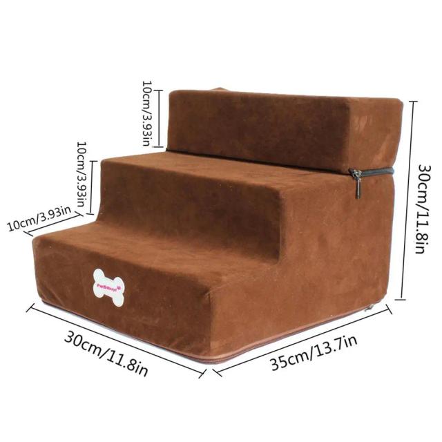 Escada Lavável Antiderrapante para Pets com 3 Camadas de Esponja - Ideal para Sofás e Camas de Cães e Gatos