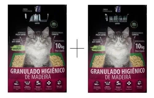 Granulado de Madeira Higiênico para Gatos 10kg x 2 com Acessórios Para Alimentação de Hamster e Coelho