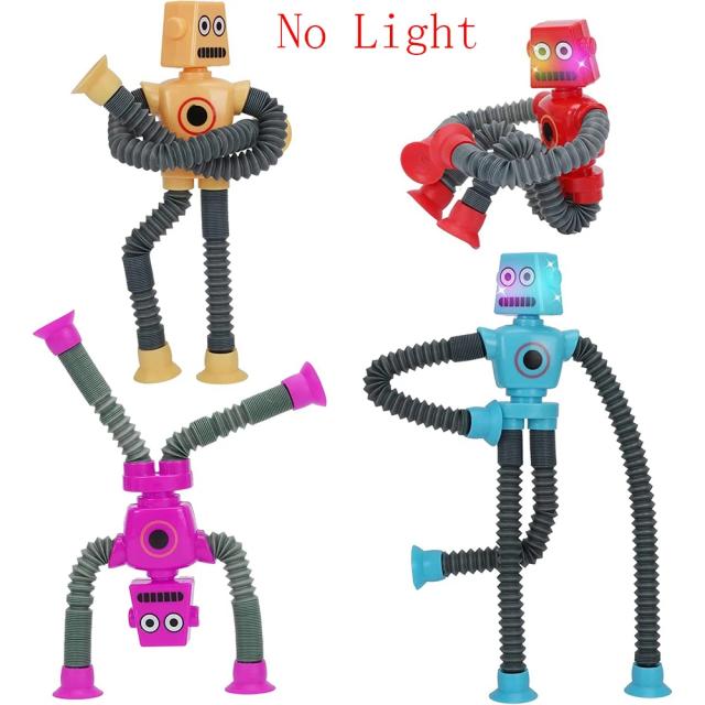 Brinquedos Fidget Pop Tube com Ventosa Telescópica e Design de Robô - Alívio de Estresse Sensorial, Ideal para Meninos e Meninas, 4 Peças Perfeitas para Festas e Presentes