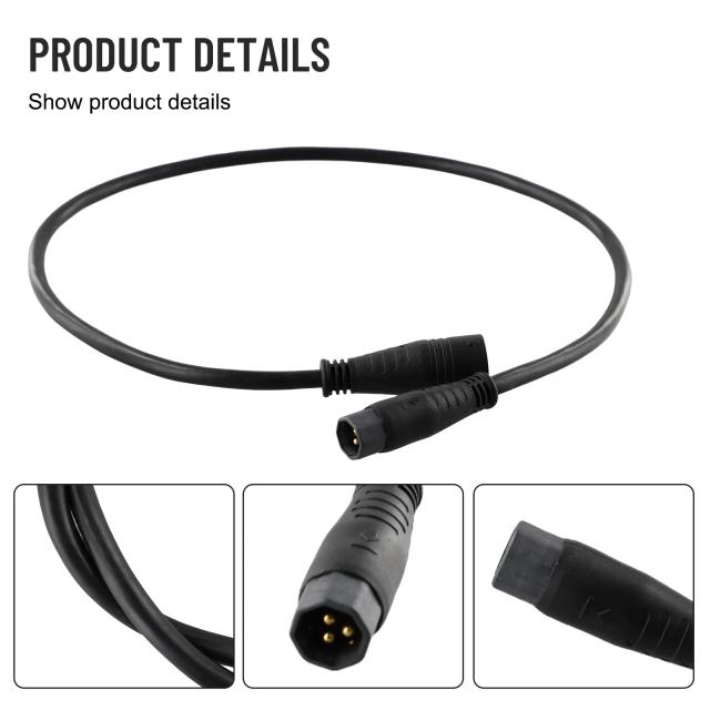 Cabo de Extensão Julet para Bicicleta Elétrica - Acessório Prático 60cm, 250W-1000W, 9 Pinos, Alta Qualidade