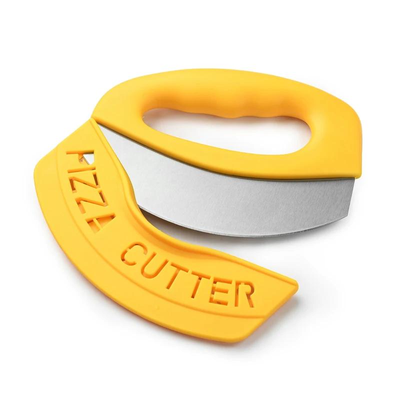 Cortador de pizza com tampa, aço inoxidável, picador de alimentos, fatiador de pizza, ervas, queijo, faca, cortador manual de pizza, ferramenta de cozinha - Image 1