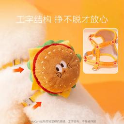 Peito Strap for Walking Dog, Burger bonito e mochila de batatas fritas, corda de reboque, colete de gato - Image 4