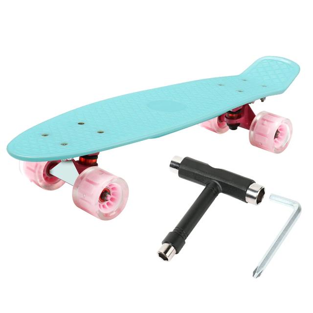 Longboard Iniciante para Meninos e Meninas - Mini Prancha de Peixe com 4 Rodas para Skates e Scooters de 22"