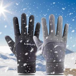 Luvas térmicas impermeáveis para homens e mulheres, forrado de lã, resistente, tela sensível ao toque, antiderrapante, cinza, passeios de moto, ao ar livre, inverno - Image 5