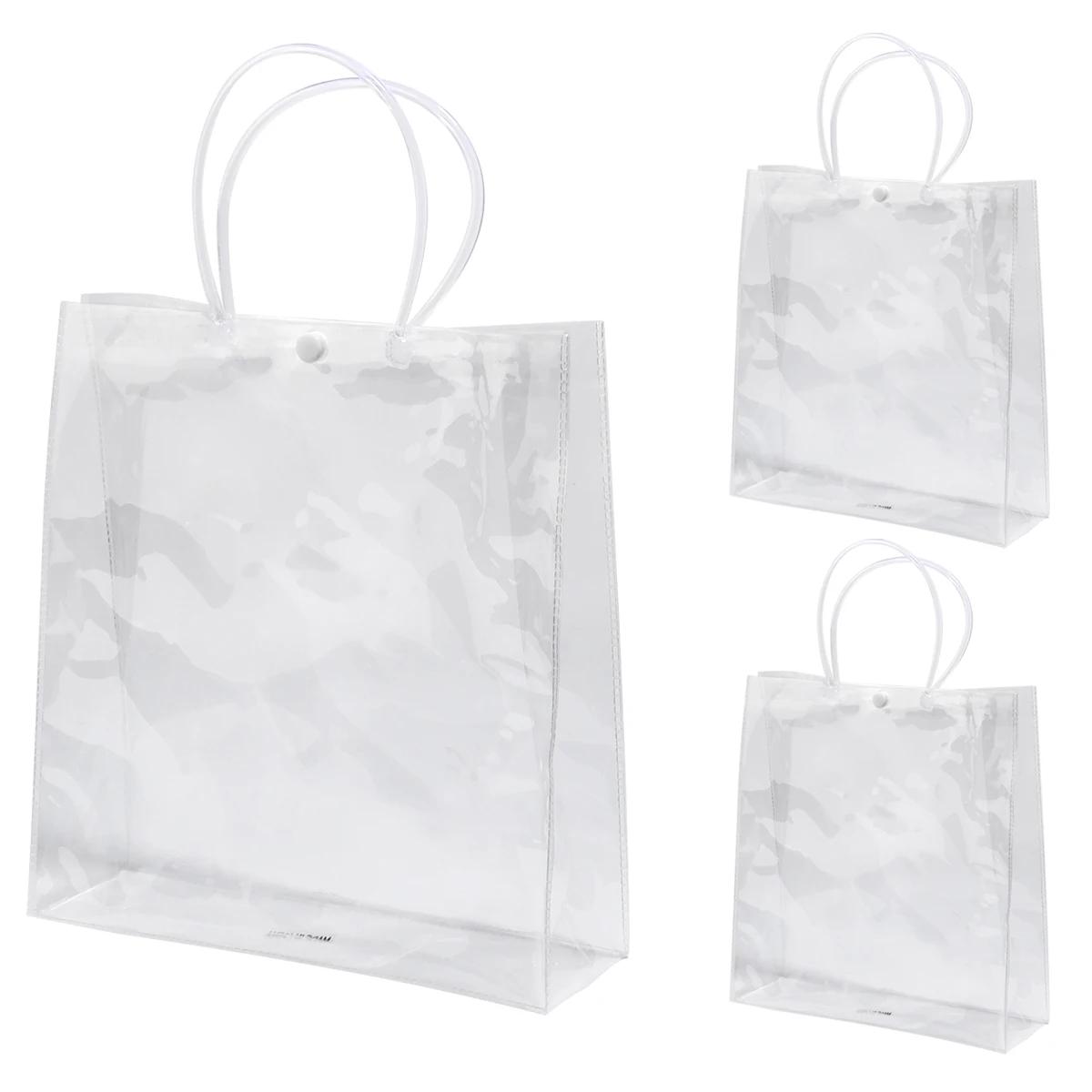 Sacos claros do presente com alças, sacolas do PVC para enviar o presente, reutilizáveis, compras de varejo, festa de Natal, casamento, 1 Pc - Image 1