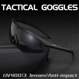 Conjunto de óculos tático com 3 lentes, à prova de vento, poeira, cs, tiro militar, à prova de balas, óculos de sol para motocicleta, montanhismo - Image 2