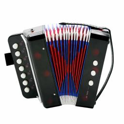 Mini acordeão de 7 teclas, durável, 2 baixos, instrumento musical educacional, brinquedo para iniciantes, melhor presente, preto - Image 3