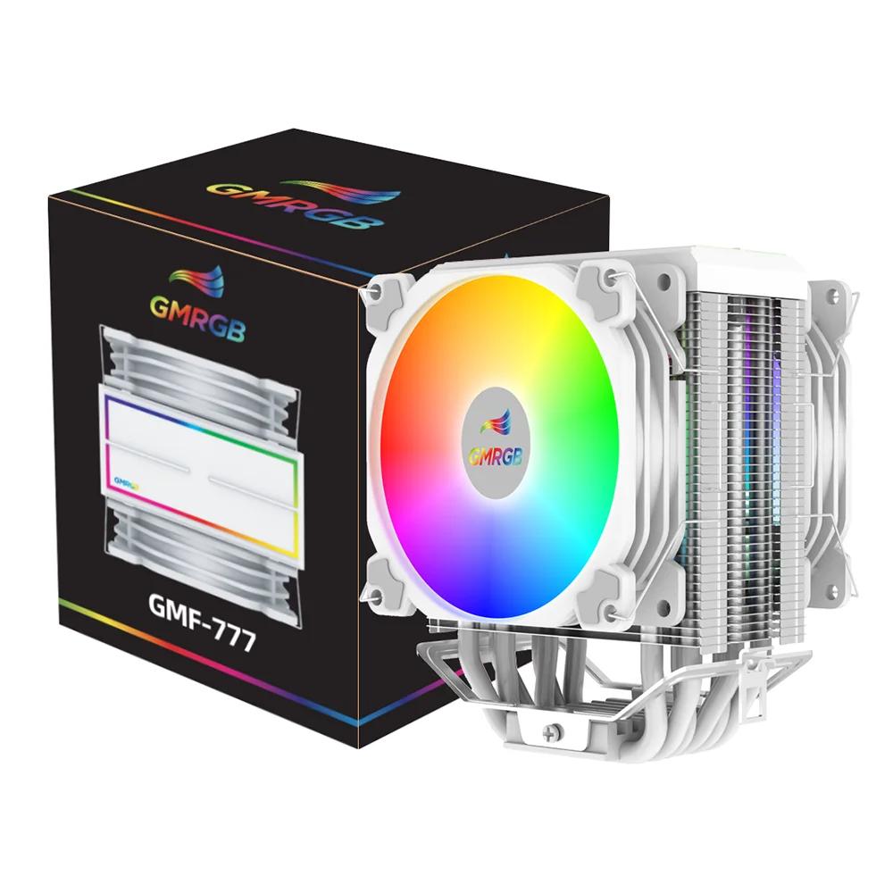 Resfriador de CPU branco GMRGB com 6 tubos de calor para suporte a 1700/1200/115x/AM4/2011/X79/X99 Eficiente ventilador PWM ARGB de 4 pinos com radiador ventilador - Image 1