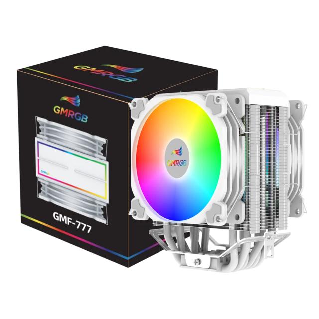 Resfriador de CPU GMRGB Branco com 6 Tubos de Calor e Ventilador PWM ARGB para Processadores Intel e AMD
