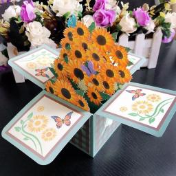 3D Pop Up Cartões, Cartão Postal de Aniversário, 3D Box, Buquê, Flores, Obrigado, Namorada, Presente do professor - Image 4