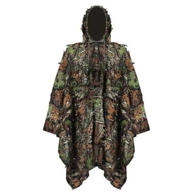 Capa Camo 3D Folha Manto Yowie Ghillie Respirável Tipo Poncho para Birdwatching e Sniper Suit Gear