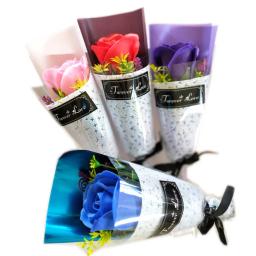 Flores artificiais rosas, urso sabonete, presente do dia das mães para a mamãe, presente de aniversário para amigo, casamento Home Decorações, 1 5pcs - Image 4
