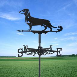 Metal Animal Dachshund Weather Vane, Decoração em pé, Roof WeatherVane, Decoração de jardim, Shed Home Fence Post, Novo - Image 1
