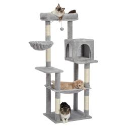 Árvore de gato multi-nível com arranhões, grande torre, rede, brinquedos de gatinho, pet suprimentos, acessórios para animais - Image 3