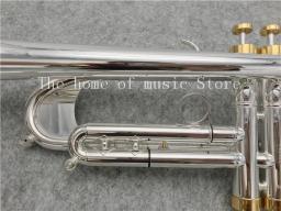 Banhado a prata trompete com caso, trompete profissional, B plana, instrumentos musicais, frete grátis, venda quente, LT180S-37 - Image 4