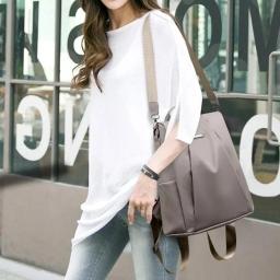 Mochila de nylon multifuncional para mulheres, bolsa escolar casual para meninas, alça destacável, bolsa de ombro de viagem, cor sólida, nova moda - Image 3