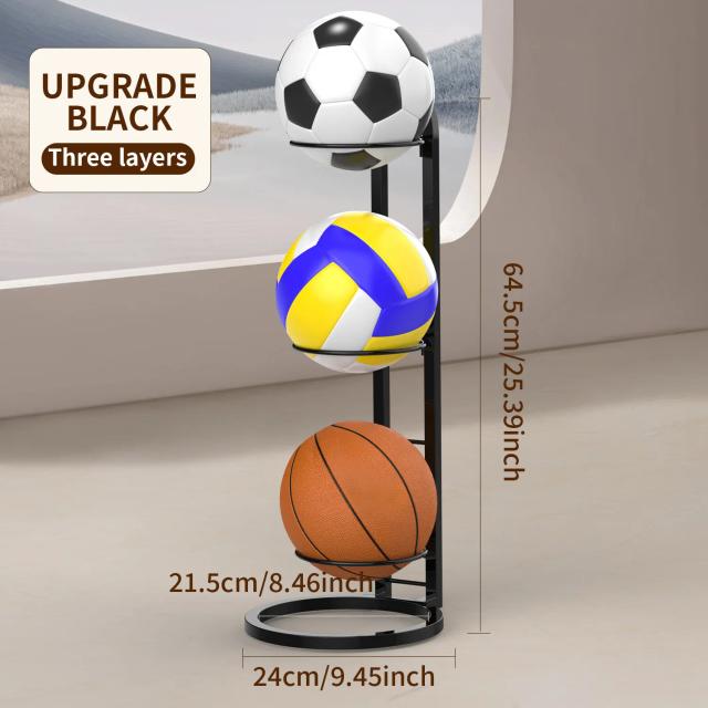 Rack de Armazenamento de Basquete Infantil Aço Carbono 3 Níveis
