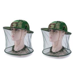 Camuflagem masculina boné de pesca caça abelha mantendo malha chapéu insetos prevenção mosquito pescoço cabeça capa - Image 1