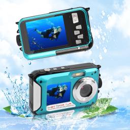 Impermeável Dual Screen Câmera Subaquática, Câmera Digital Anti-Shake, Gravador de Vídeo Selfie, Câmera Ação, HD, 48MP, 4K 30FPS, 2,7" - Image 2