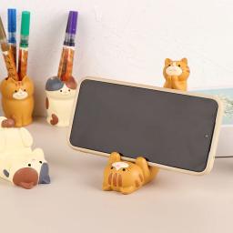 Japão Estilo Óculos Titular Do Telefone Móvel, Resina Artesanato Enfeites, Decoração Do Gato Desktop, Decor Home Collectible, Papelaria, 1Pc - Image 4