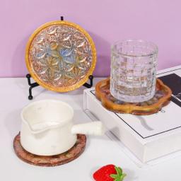 8 pçs retro textura copo almofada silicone molde redondo flor quadrado hexagonal coaster frutas doces bandeja de armazenamento resina cola epoxy molde - Image 2