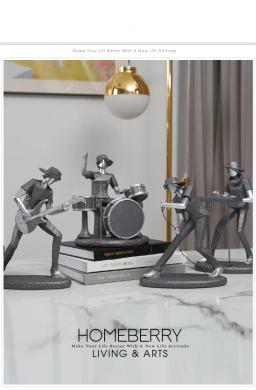 Modern Rock Band Music Character Resina Ornamentos, Escritório Clube Figurinhas, Decoração para Casa, Sala de Estar, Desktop Escultura Acessórios - Image 6