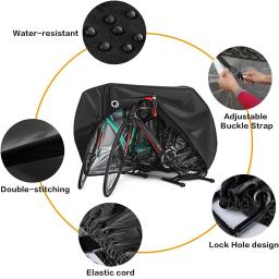 Waterproof Bike Cover com Bloqueio Buraco, Windproof Bicicleta Tampa, ao ar livre, Chuva, Sol, UV, Poeira, 2 Bicicletas - Image 2